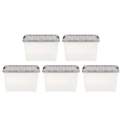 IRIS 40 Qt. Plastic Storage Bins with Lids, Stackable Storage Containers, 5 Pack