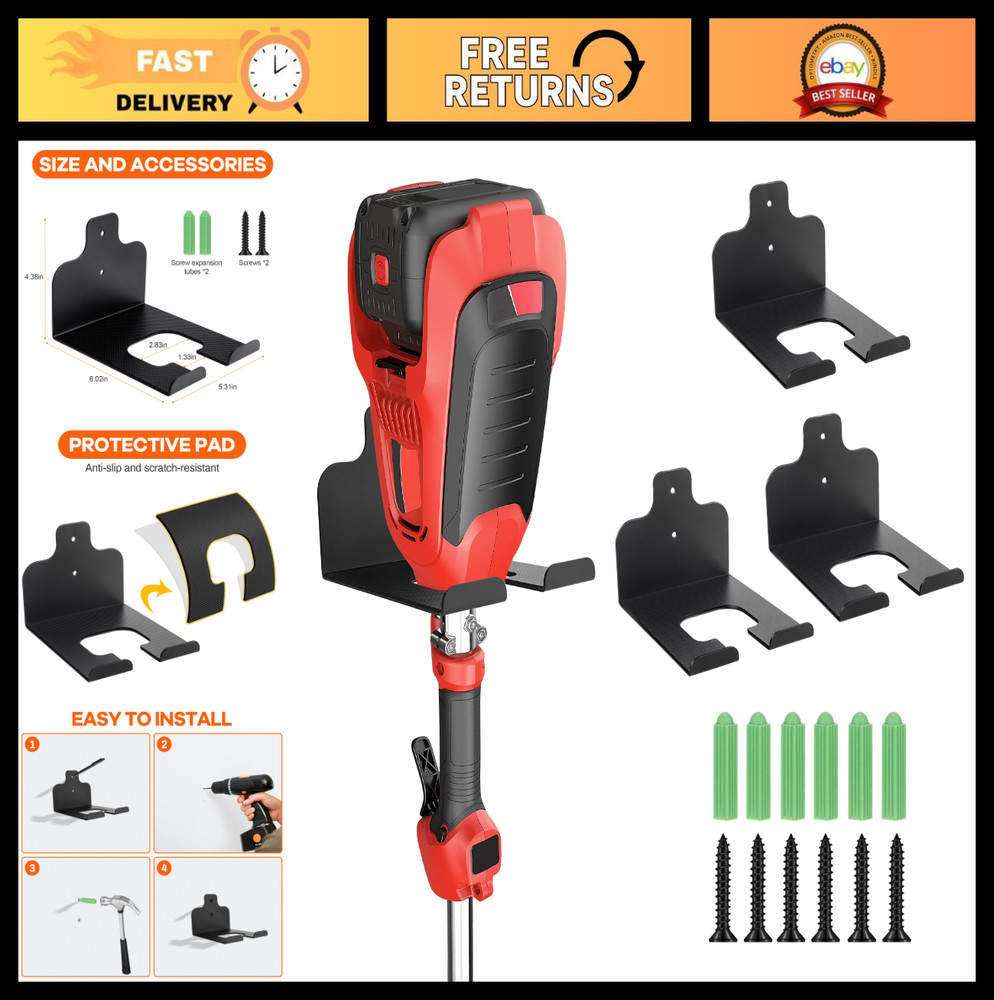 Wall-Mounted Garden Tool Hanger – 3 Pack for Weed Whackers, Trimmers & More