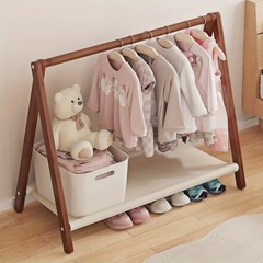 Foldable Wood Clothes Rack, Freestanding, Floor-standing