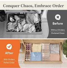 Lifewit Drawer Dividers Clothes 3.2in High Expandable 10.5-16.5in 4 Pack
