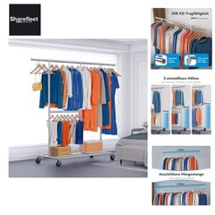 Flexible Mobile Coat Rack with Bottom Rack and Adjustable Heights