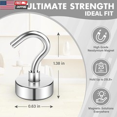 8 Pack Magnetic Hooks for Cruise Cabins 25 LB Magnets Heavy Duty Magnet Hooks fo