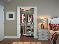 55300 Closet Maximizer with (4) Shelves & Double Hang Rod, Tool Free Add on Unit