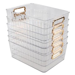 Idotry 6pack Clear Pantry Storage Bins Plastic Organizer Bins