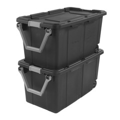 Sterilite Extra-Large Wheeled Industrial Storage Bin 40 Gal Gray, 2 Pack