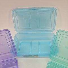 Lot Of 3 Stuffers Fliptop Stackable Storage Bin Hinge Lid Plastic Container