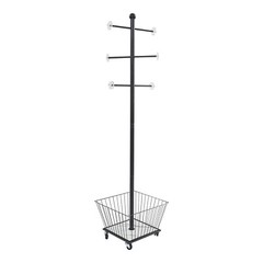 Movable Clothing Rack, 15.7*66in Metal Coat Rack Tree With Storage Basket & Rods