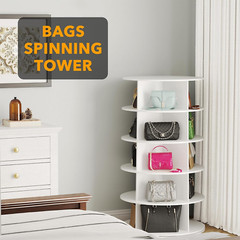 5 Tier Rotating Shoe Rack Tower, Spinning Shoe Display Lazy Susan, Revolving 360