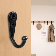 10 PCS Coat Hooks Wall Mounted, Premium Black Heavy Duty Metal Wall Hooks for