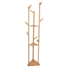 Solid Wood Floor Standing Hat Coat Jacket Hanger Storage Stand W/ Umbrella Rack