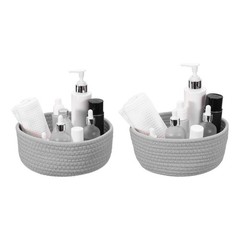 7.9×3.2″/9.1×3.6″ Small Cotton Rope Woven Storage Basket Light Gray