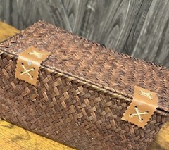 Natural Seagrass/Rattan Storage Basket with Lid for Organizing Brown