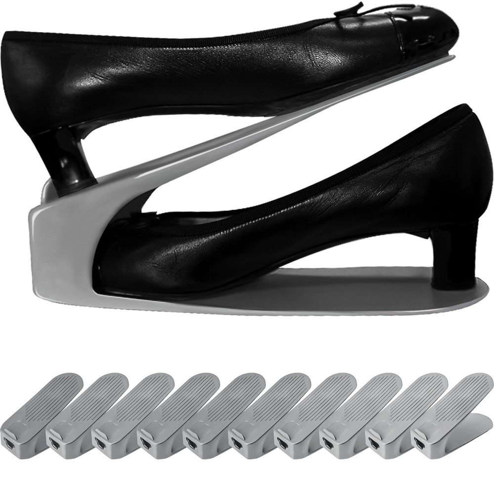 One-Piece Shoe Slot Organizer 10 Pack, Space-Saving Stackers for Closet, Entr…