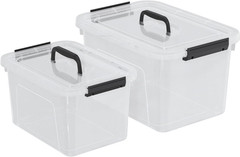 Clear Plastic Storage Bins with Lids – 2 Pack, 6QT & 12QT Containers