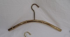 VTG MCM 12 Metal Gold Plated Clothes Coat Hangers Heavy Duty Faux Bamboo Brass