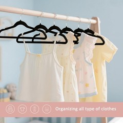 32 PCS 14 Inch Kids Velvet Hangers Closet NonSlip Felt Toddler Black Youth