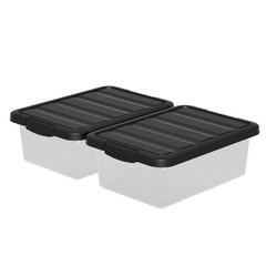 14 Quart Plastic Stackable Storage Bin, Basic Clear Storage Box with Black Li…