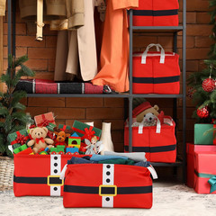 6 Pack Santa Claus Belt Storage Baskets – Collapsible Holiday Organizers
