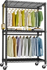 P3 Rolling Clothes Rack, Clothing Racks for Hanging Clothes, Heavy Duty Garme…