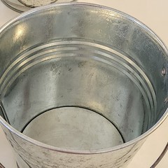 Lot 3 Silver Metal Bucket Pail Handle Tin 4.5 x 5.5″ Embossed Flowers Galvanized
