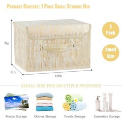 Decorative Gold Metallic Fabric Storage Bins with Lid Collapsible Organizer