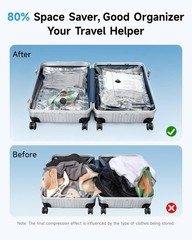 8 Pack Travel Vacuum Bags with Wireless Pump – Space Saver for Luggage & Travel