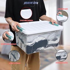Idotry 35 Qt Stackable Latching Box Plastic Storage Container w/ Lid, 4/6Packs