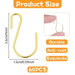 LIQWEI 60 Pcs S Hooks for Hanging, 1 Inch Metal Hanging Hook S Shaped Metal H…