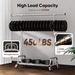 Heavy Duty Clothes Rack w/ Cover Adjustable Garment Rack Locking Wheels