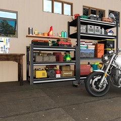 Adjustable 3-Tier Industrial Garage Shelving Unit – 48” W, Space-Saving Storage