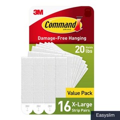 Picture Hanging Strips X-Large 20 lb Heavy Duty 16 Pairs Damage-Free
