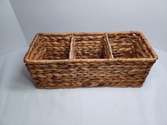 Wicker Toilet Paper 3 Section Basket Tank Topper for Back of Toilet Tank