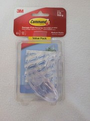 Command, 3M Clear Hooks Medium, 6 Count