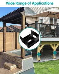 6 PCS 6×6 Black Galvanized Post Base Steel Inter 5.5×5.5 Wood to Concrete Adjust