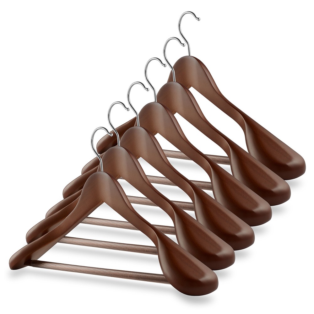 6 Wide Shoulder Wood Suit Hangers – Walnut