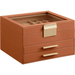 Caramel Brown 8 In. X 9.1 In. Wood Decorative Basket (Set of 1)