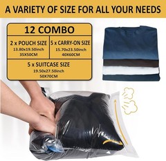 Travel Compression Bags – 12 Durable PA+PE Bags for Ultimate Packing Efficiency