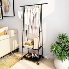 Clothes Rack Small Metal Garment Rack with Shelves for bedroom Rolling clothing
