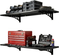 FEBTECH 2-Pack 47×18 Garage Wall Shelves Heavy Duty Metal Storage Rack