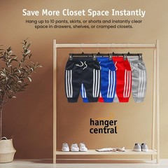 Hanger Central 10 Pack Black Plastic Pants Hangers with Clips 10 inch