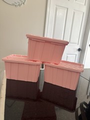 Pink Teeny Tiny Tote Mini Storage Container With Lids SET OF 3 NEW