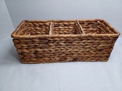 Wicker Toilet Paper 3 Section Basket Tank Topper for Back of Toilet Tank