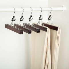 Wooden Pants Hangers Closet Organizer, Cherry, 10-Pack
