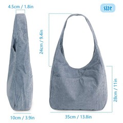 Large Women Corduroy Tote Bag Casual Handbag Hobo Satchel Shoulder with Zipper
