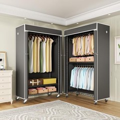 Rolling Clothing Rack with Cover, Metal Garment Storage Wardrobe, 450 lbs Capaci