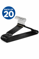Black Metal Wire Hangers Non-Slip PVC Coated Slim Space Saving Clothes Rack