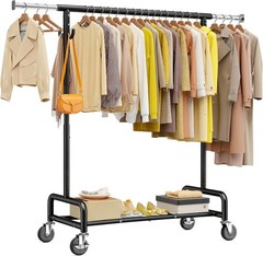 Heavy Duty Clothes Rack 75″ Extra Wide, 450 LBS Clothing Rack with 4 Hooks