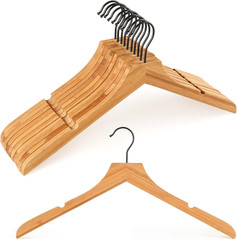 Durable Bamboo Wooden Hangers, Set of 12 with Rotatable Hooks and Notches