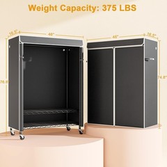 Rolling Clothes Rack with Cover on Wheels Portable Closet for Hanging Clothes