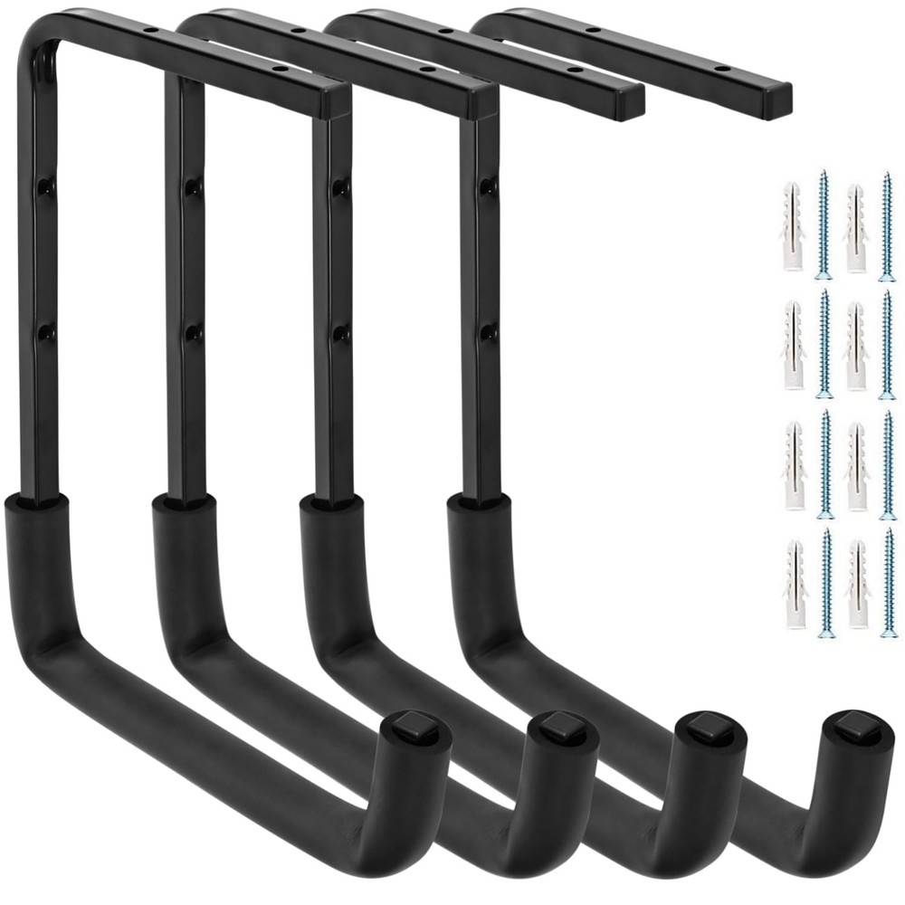 4 PCS 9.45×12.6 Inch Ceiling Mounted Garage Hooks Overhead Storage Rack